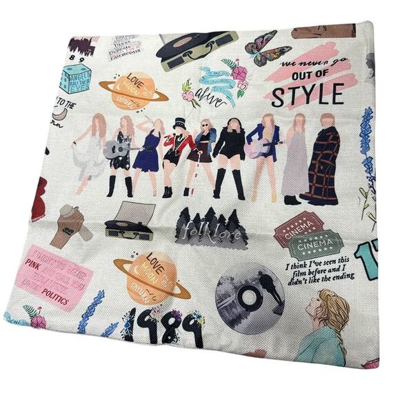 Taylor Swift Decorative Pillow Case Sham 17" Square Folklore 1989 Eras Tour - Picture 1 of 3